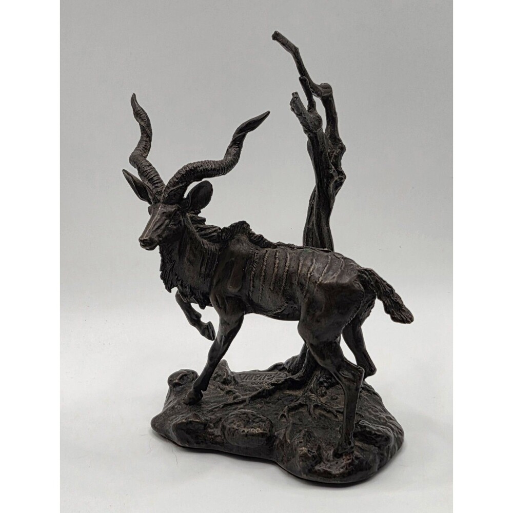 Vintage 1976 Franklin Mint Solid Bronze Greater Kudu Figure Polland